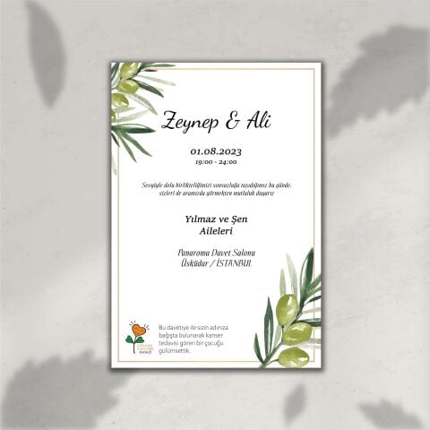 Zeytin Dalı Davetiye (Zarf Hediyeli)