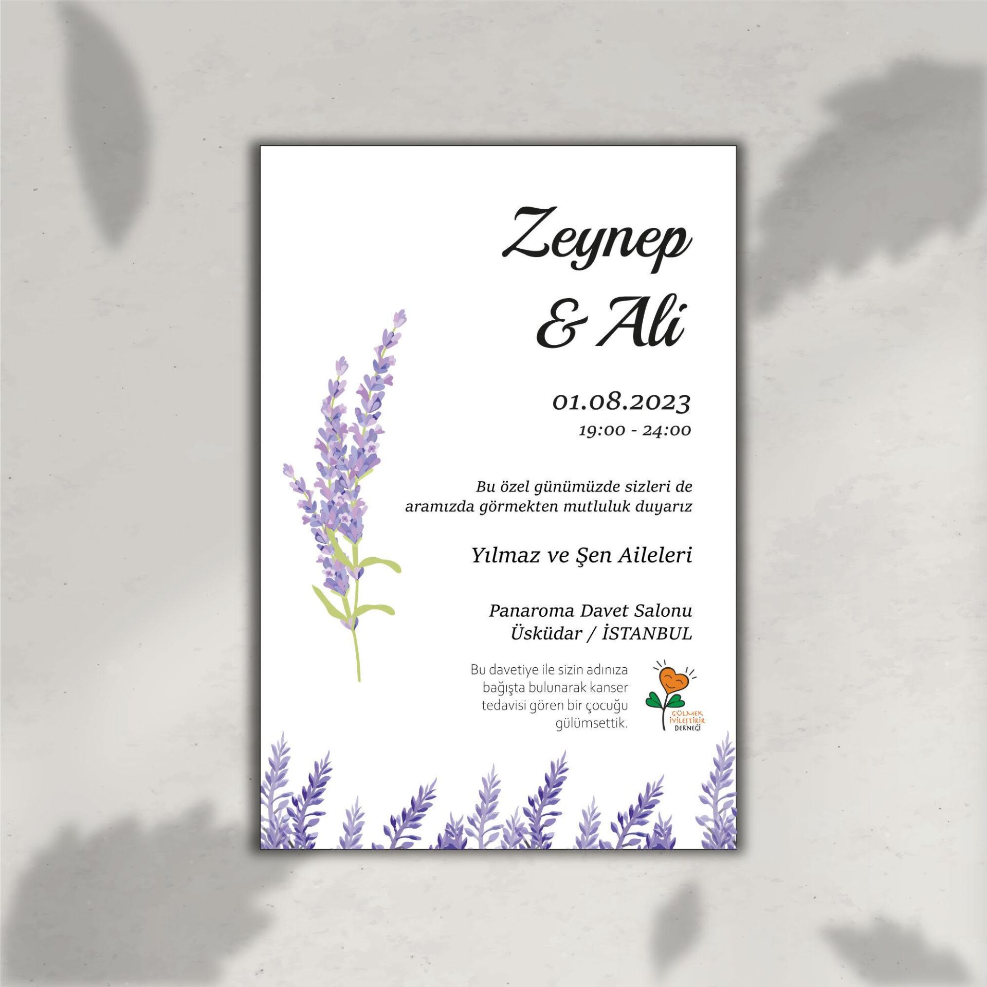 Lavanta Davetiye (Zarf Hediyeli)