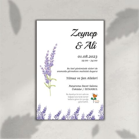 Lavanta Davetiye (Zarf Hediyeli)
