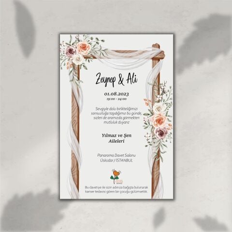 Renkli Çiçekler Davetiye (Zarf Hediyeli)