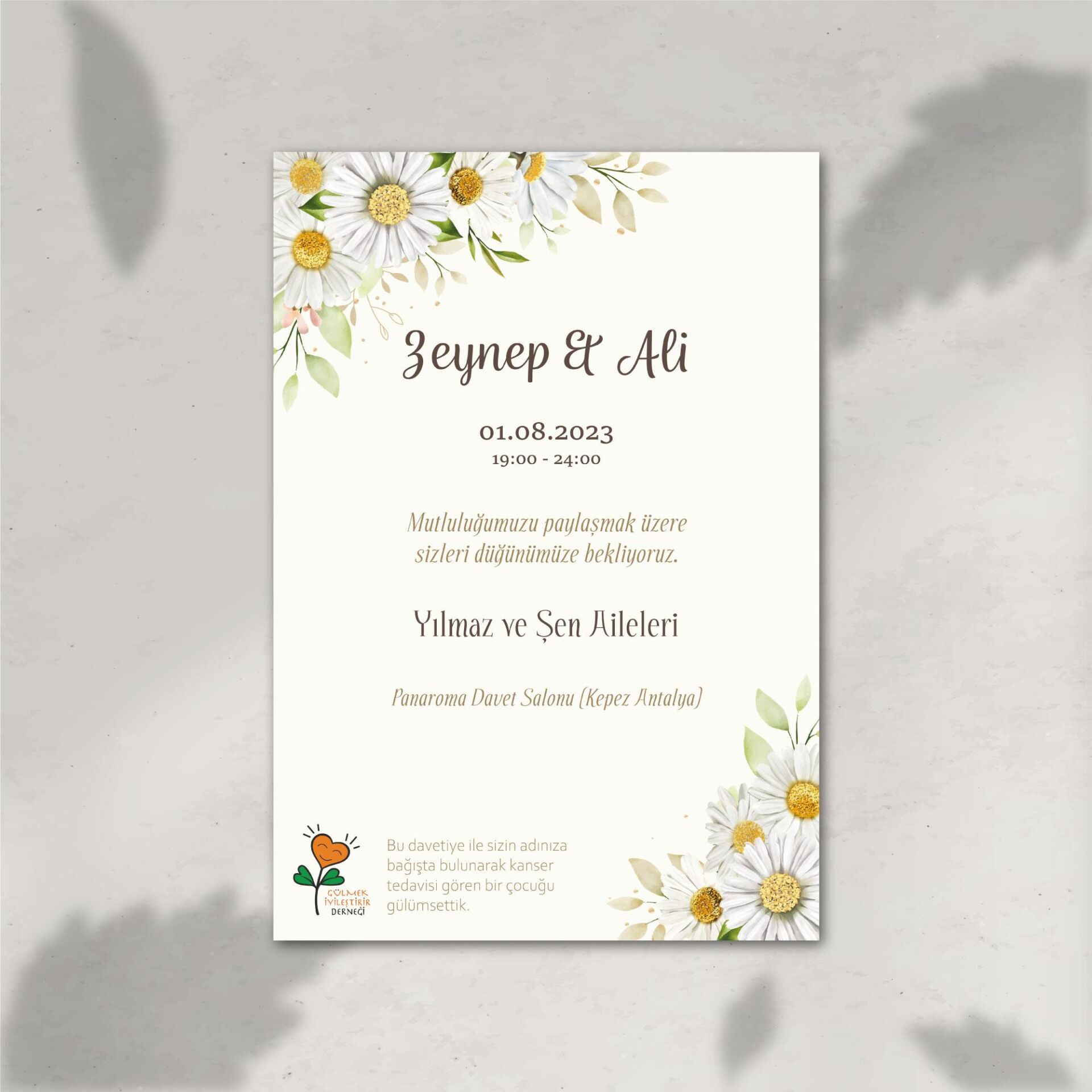 Papatya Davetiye (Zarf Hediyeli)