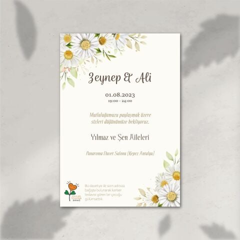 Papatya Davetiye (Zarf Hediyeli)