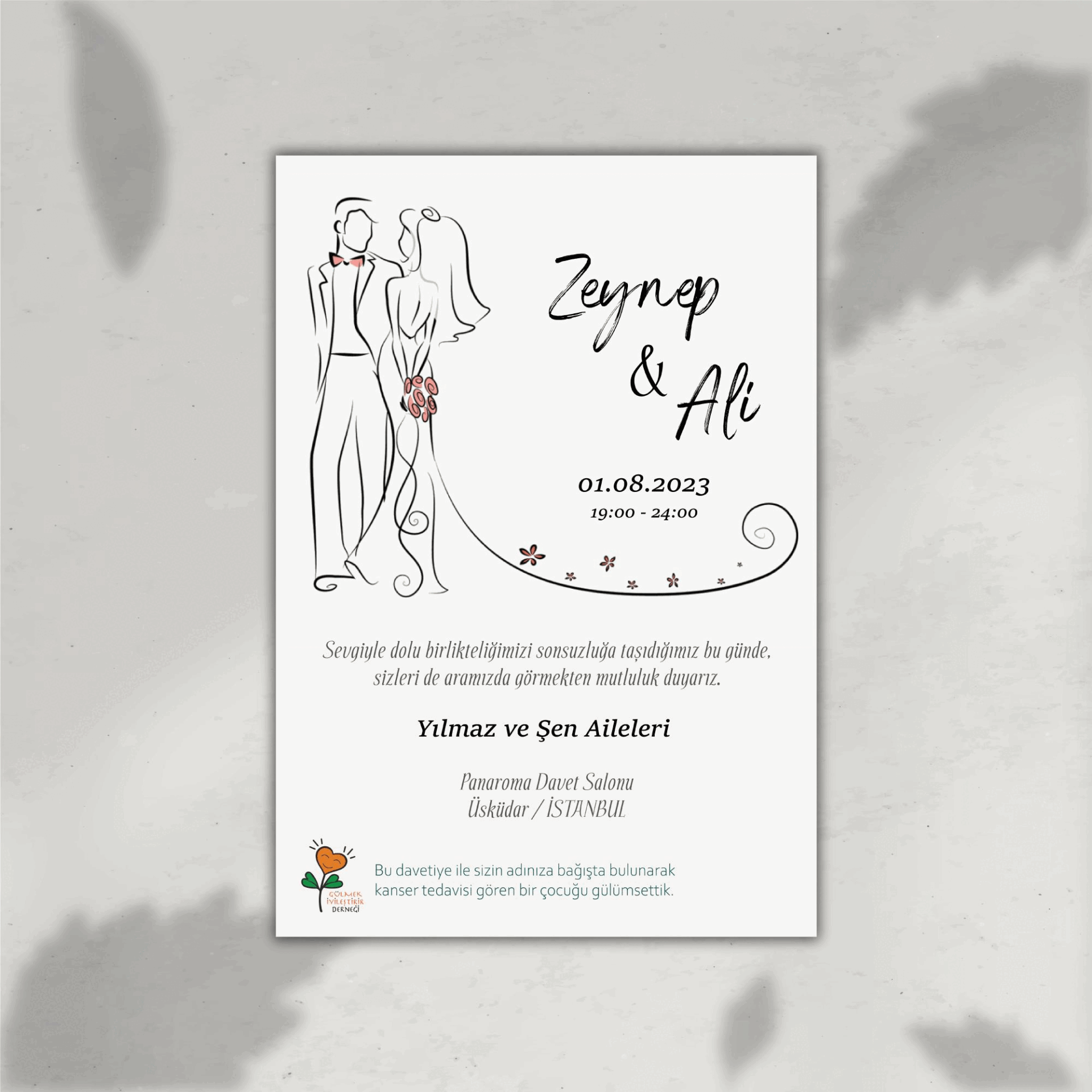 Gelin Damat Davetiye (Zarf Hediyeli)