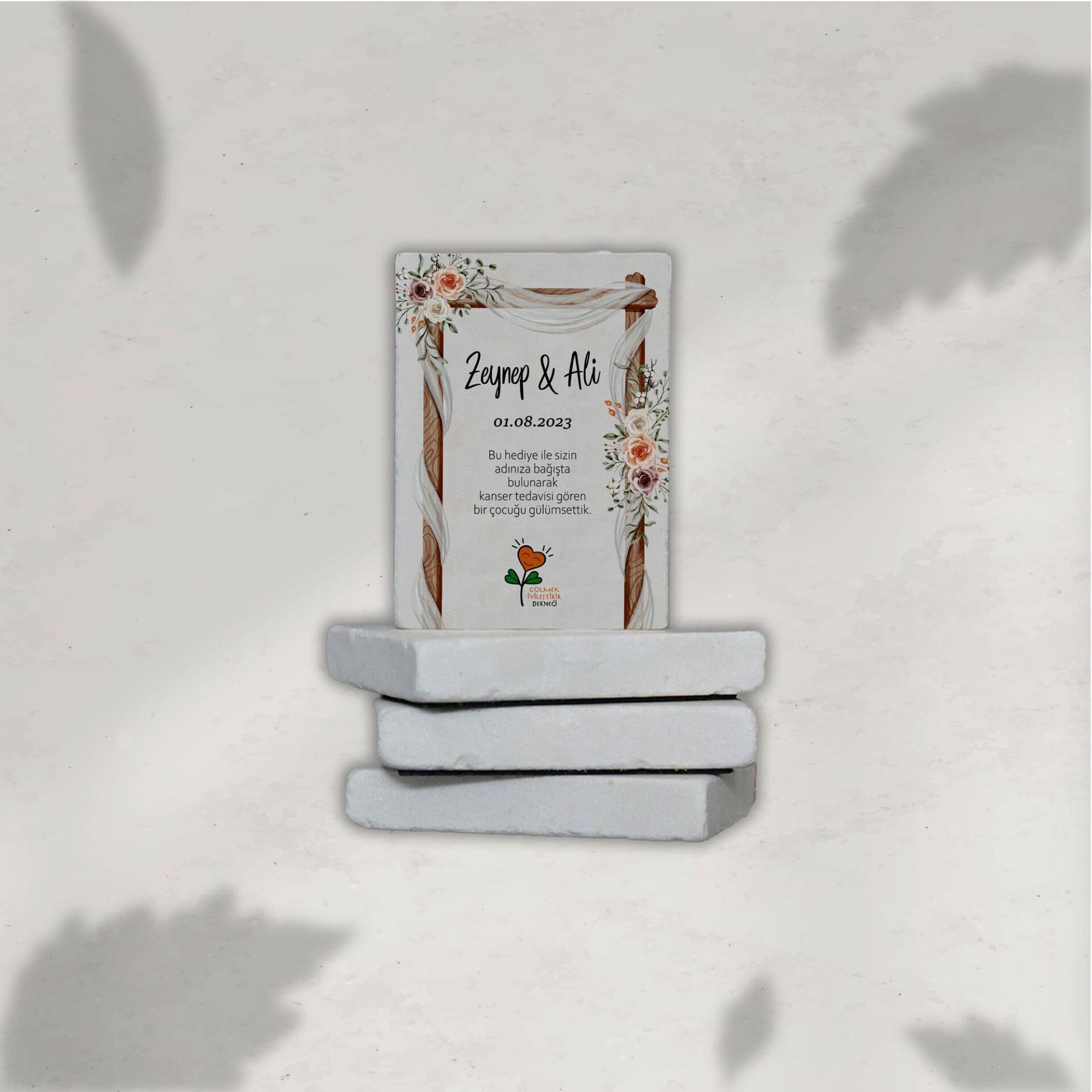 Renkli Çiçekler Doğal Taş Magnet