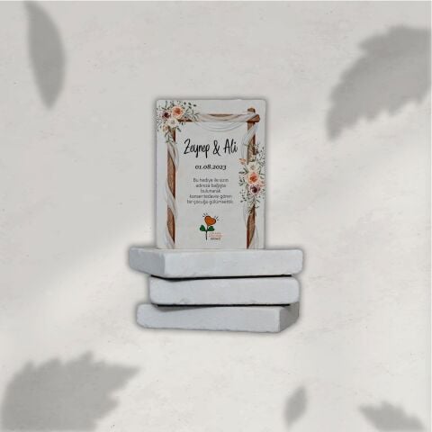 Renkli Çiçekler Doğal Taş Magnet