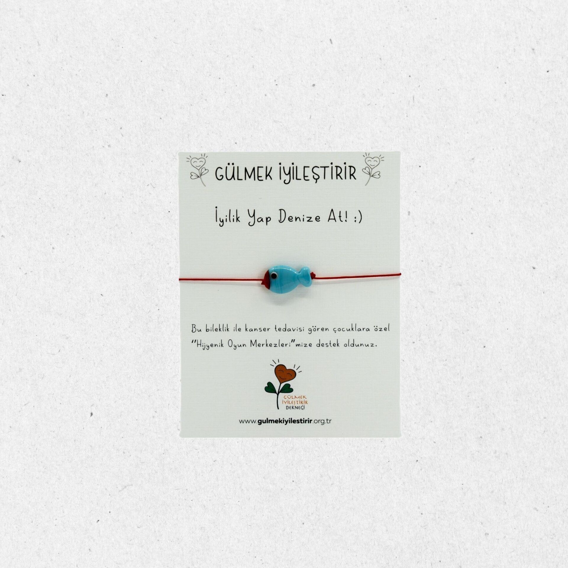 Turkuaz Cam Balık Kırmızı İpli Bileklik