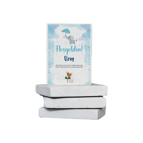 Hoş Geldin Bebek Taş Magneti -  Mavi Fil